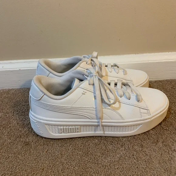 Puma White Platform Sneakers Women’s Size 8 - Picture 3 of 10